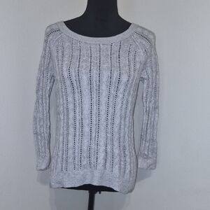 American Eagle Outfitters Light Gray Crew Neck Sweater